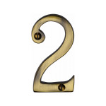 Heritage Brass Numeral 2 -  Face Fix 76mm – Traditional font